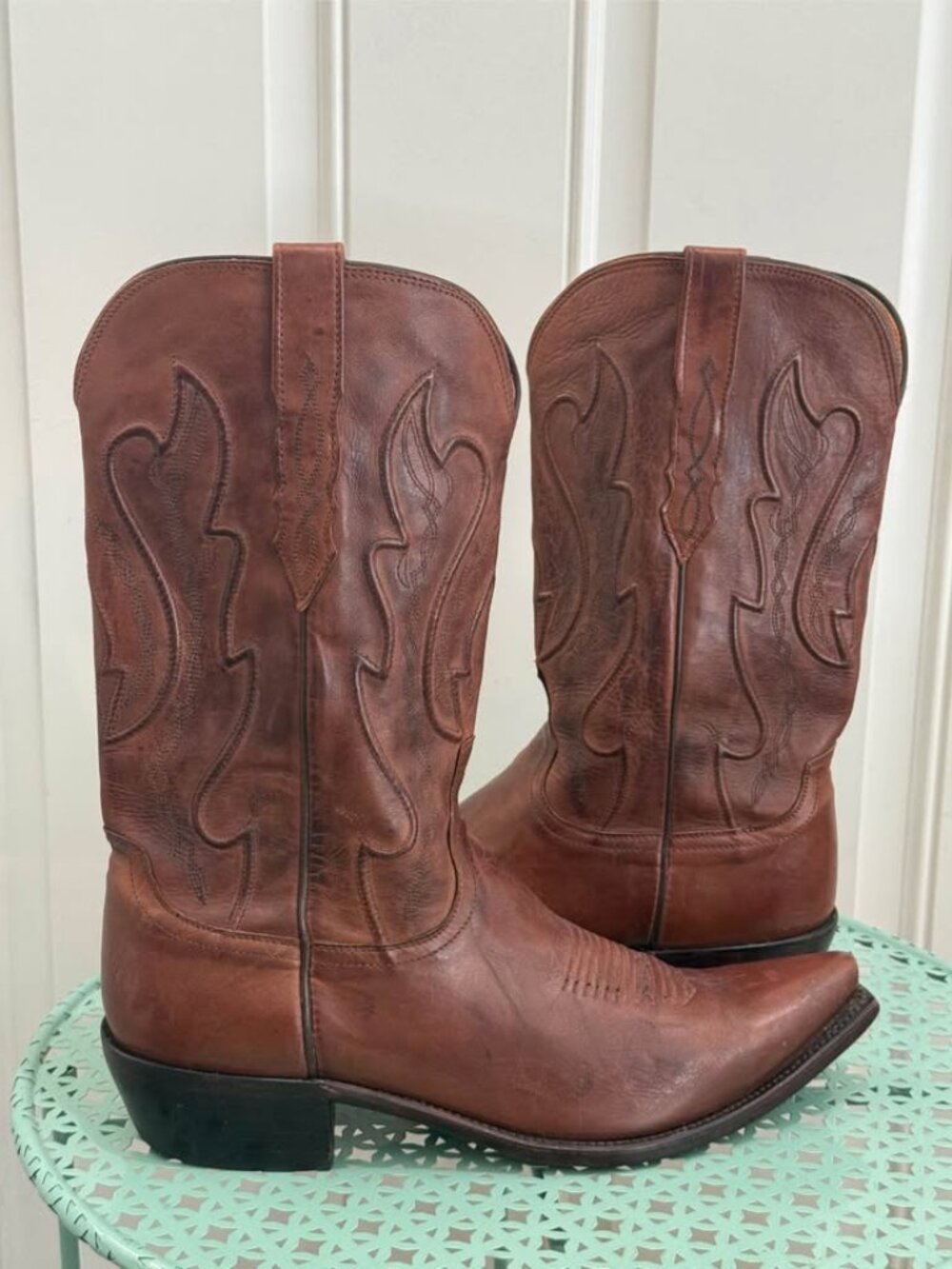 Lucchese Men’s Brown Leather Western Boots -12